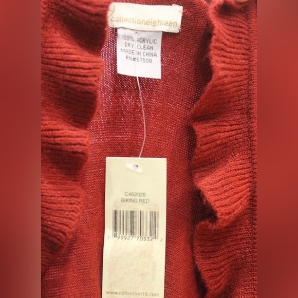 NWT! Collection Eighteen Women’s Biking Red Open Waterfall Cardigan Size OS - Picture 2 of 3